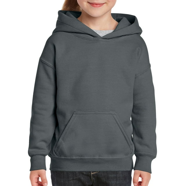 Heavy Blend Youth Hooded Sweatshirt, M, Charcoal