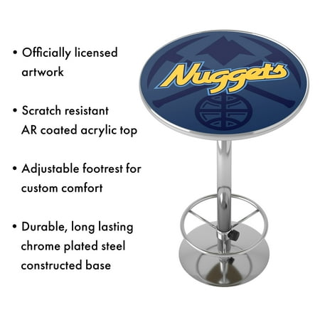 Denver Nuggets NBA Fade Chrome Pub Table - Dark Blue, Yellow