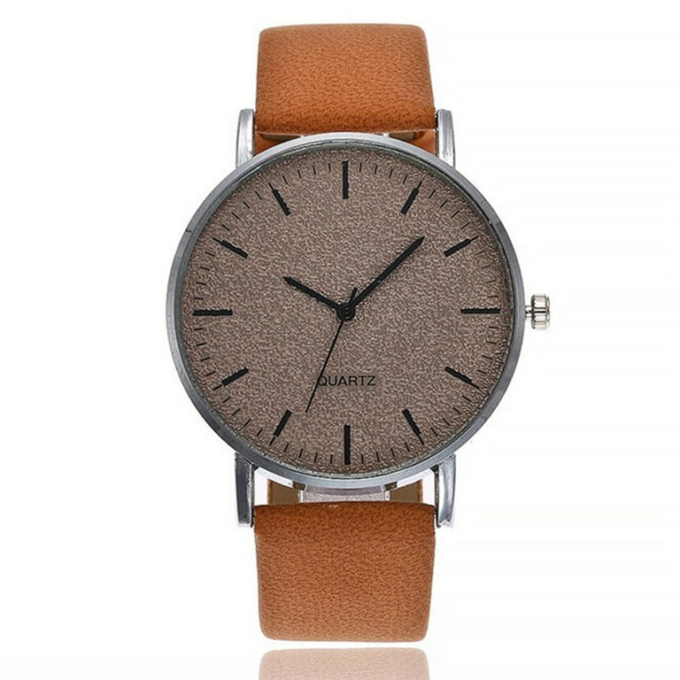 Men's (Faux) Leather Grey Dial Watch