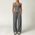 thumbnail image 2 of uvwlwu Women 2 Piece Workout Outfit Racerback Tank Top Waist Wide Leg Pants with Pockets Casual Set for Running Yoga Fitness Activities,M, 2 of 9