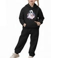 thumbnail image 2 of SYMOID Boys Black Ghost Print Hoodie and Joggers Set, 2-Piece Fleece Tracksuit for Kids, Soft Tops & Hall-oween Costume, Casual Playwear,Size 10 T, 2 of 5