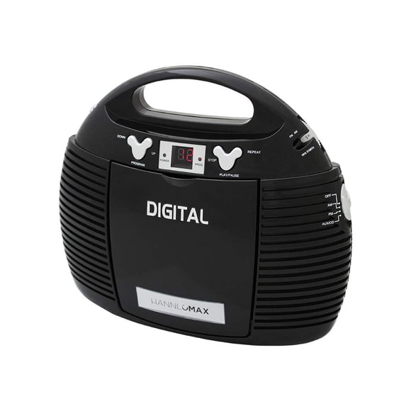 Reproductor de CD portátil HANNLOMAX HX-327CD con radio AM/FM (negro)