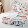 thumbnail image 4 of spefrowx Glitter Lobster Fish Twin Quilt Set for Girls, Pink Watercolor Conch Twin Coverlet Set, 2pcs, 4 of 7