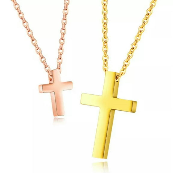 K-KED Vintage Minimalistic Stainless Steel Cross Versatile Pendant Necklace-Big Size Gold