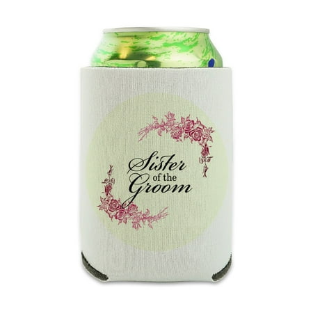 

Wedding Floral Sister of the Groom Can Cooler - Drink Sleeve Hugger Collapsible Insulator - Beverage Insulated Holder