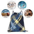 thumbnail image 6 of Leisure Draw String Mouth Backpack 16 X 14 Woven Band Durable Not Easy To Fall Off In Travel Portable Draw String Design Argyle Plaid Cornflowerblue_1, 6 of 8