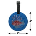 thumbnail image 6 of Red Lionfish Invasive Species Round Leather Luggage Card Suitcase Carry-On ID Tag, 6 of 6