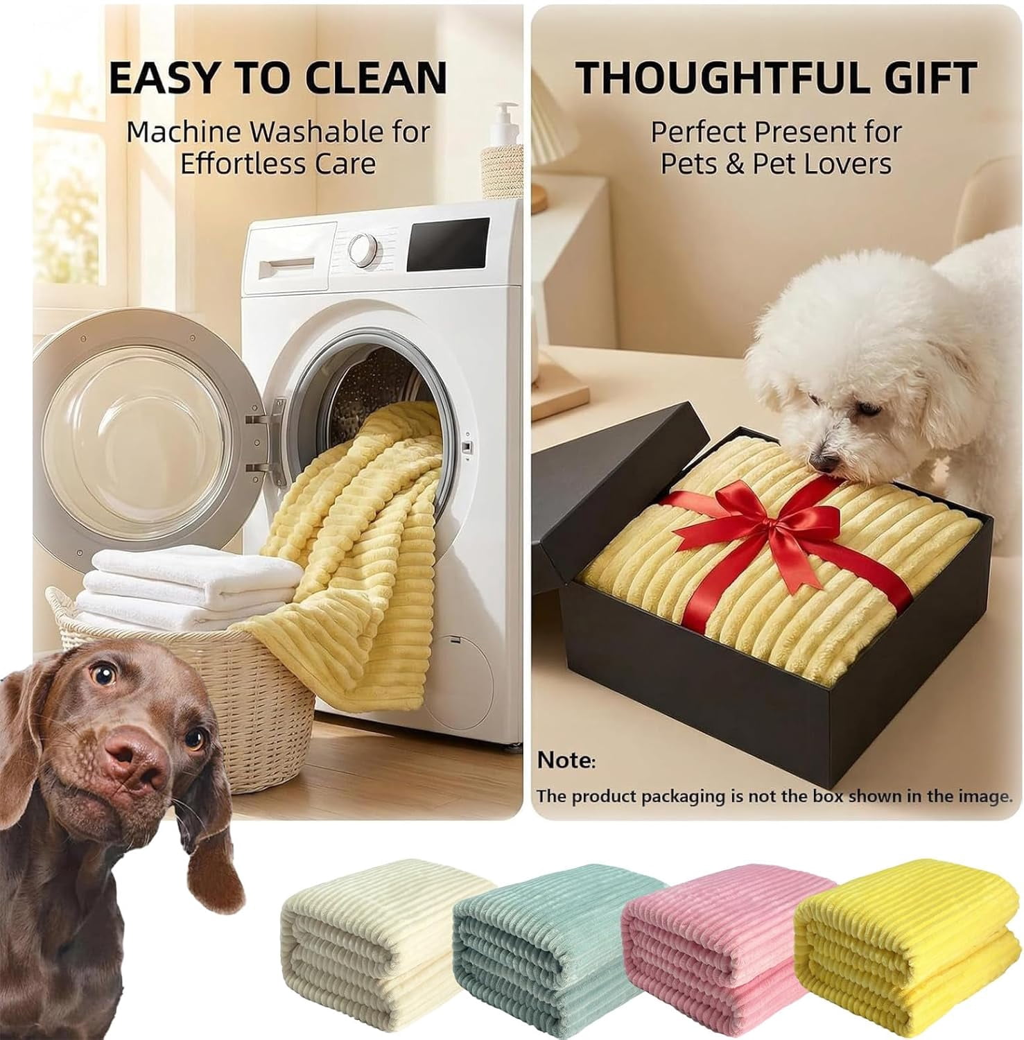 Yellow Dog Blanket, Emotional Support & Security Blanket, Soft & Warm Pet Blanket, Rabbit Fleece Polyester, Cozy & Calming for Dogs & Cats, Indoor & Outdoor Use (Yellow, 27.55 * 39.37in)