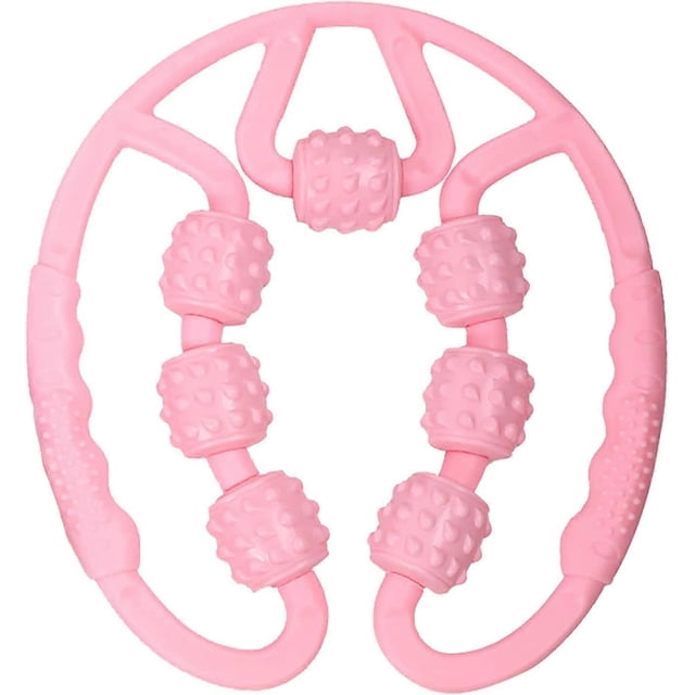 Rouleau de Massage Musculaire, Rouleau de Massage en Mousse 3D 360, 7 Roues, Massage Anti-Cellulite (Rose)