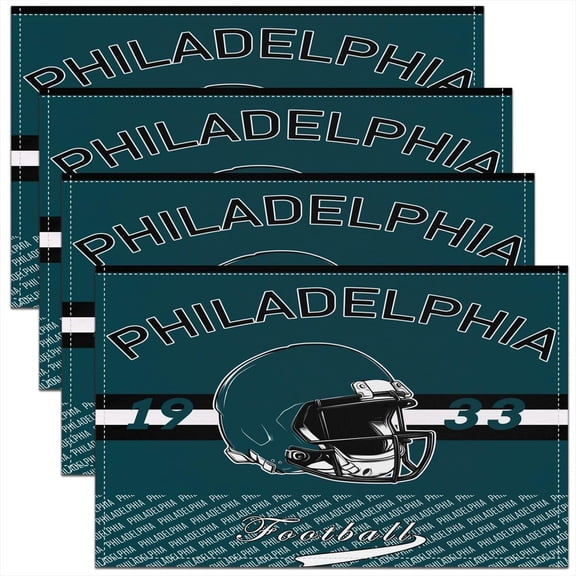 Football Placemats Set of 4 Philadelphia Table Mats for Party Kitchen Dining Decoration Football City Place Mat for Table Holiday Decor Indoor Outdoor 18"x12" Washable Sports Games