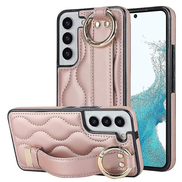 Funda de PU con anillo de cobertura total antideslizante para Samsung Galaxy S22 con pulsera