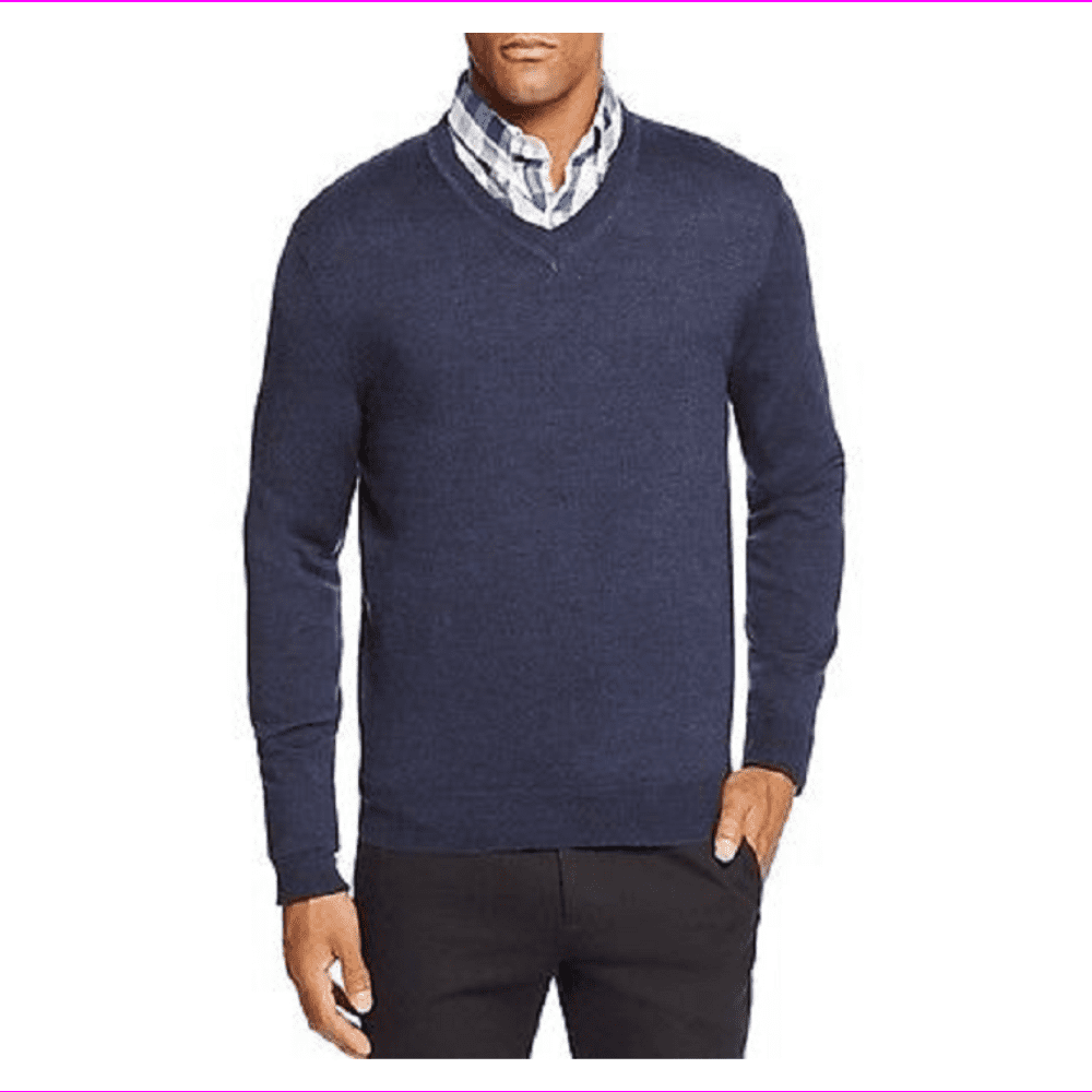 NEW Navy Blue Mens Size Medium M V-Neck Wool Pullover Sweater - Walmart.com