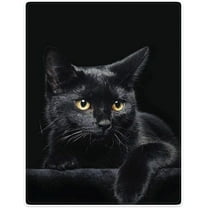 50"x60" Blanket Soft Fluffy Flannel Fleece Throw Black Cat