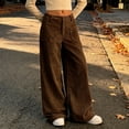 thumbnail image 2 of Girls Corduroy Pants Wide Leg Design with Pockets Vintage Baggy Pants High Waist Casual Pants for Girls Brown Pants for Girls Kids Preppy Clothes 7-8 Years, 2 of 8