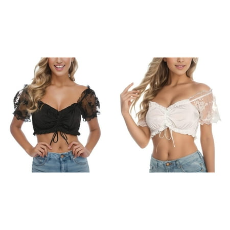 2-Pack Women 1PC Underwire Lingerie Lace Vest Women s Elegant Dirndl Blouse Black Dirndl Blouse Lace Blouse For Oktoberfest Lingerie Bandeau Strapless Bras Strapless plus Size Top Corset Crop Top
