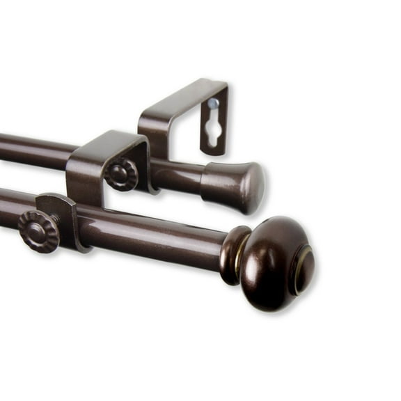 Rod Desyne Yolanda 5 by 8" Double Curtain Rod Extends - Cocoa