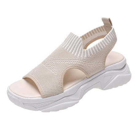 

Womens Sandals Women Fish Mouth Sandals Wedge Platform Platform Sandals Boho Sandals Summer Fashion Beach Sandals Platform Sandals Women S Sandals Pu Beige 40