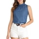 thumbnail image 1 of INSPIRAR CHIC Blusa sin mangas con cuello alto y volantes para mujer 2XL Azul, 1 of 7