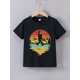 thumbnail image 1 of Cave Ape Man Graphic Print Boy's Crew Neck Short Sleeve T-shirt, Suitable For Summer Daily Wear, 1 of 6