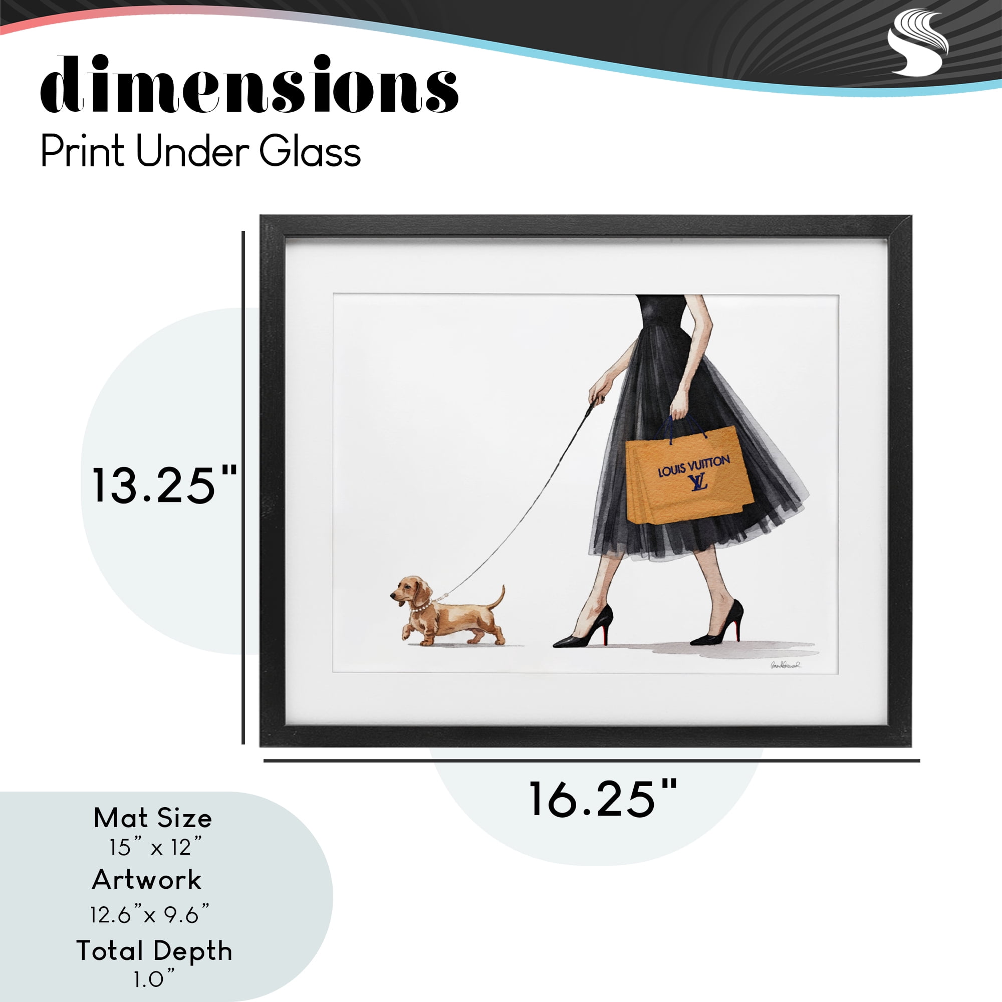 Stupell Industries Fashionable Dog Walking Black Framed Print Under Glass, design by Amanda Greenwood
