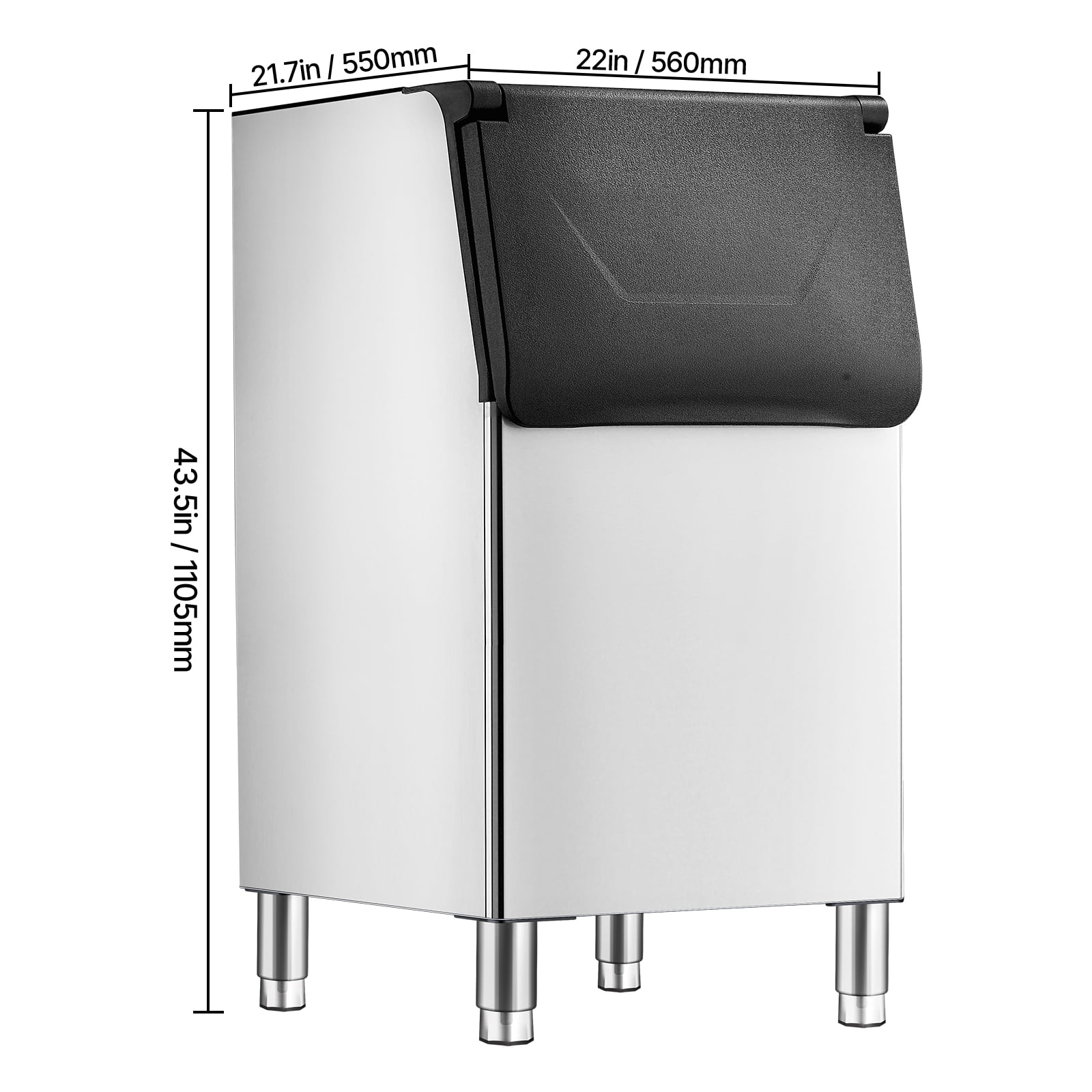 VEVOR Commercial Ice Maker Storage Bin, 300 LBS Capacity Ice-Bin, Commercial Ice Storage Bin with Adjustable Anti-slip Rubber Feet, Suitable for Restaurant Hotel and Beverage Shops