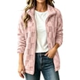 thumbnail image 3 of Winter Fleece Coats for Women Plus Size Turndown Collar Long Sleeve Solid Color Thick Velvet Warm Coat Winter Sports Casual Jacket Outerwear with Pockets, 3 of 10