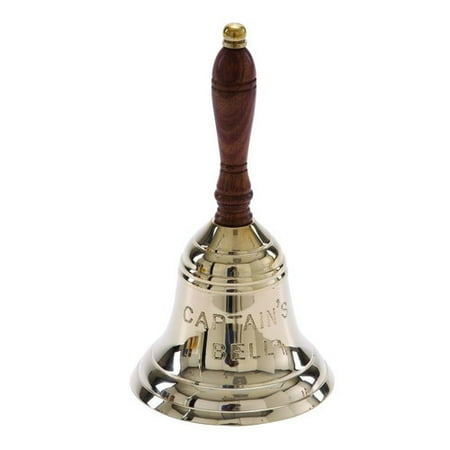 - Deco 79 brass wood hand bell gives nautical and coastal beach decor blend