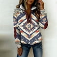 thumbnail image 4 of LEKWK Western Shirts Tribal Pattern Print Long Sleeve Tops Stand Collar Casual Tops Quarter Zip Fleece Sweater Fall Outfits, 4 of 8