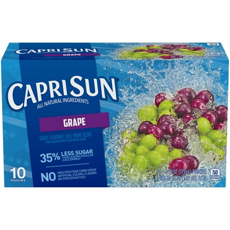 Capri Sun Juice Pouches, Grape, 6 Fl Oz, 10 Count