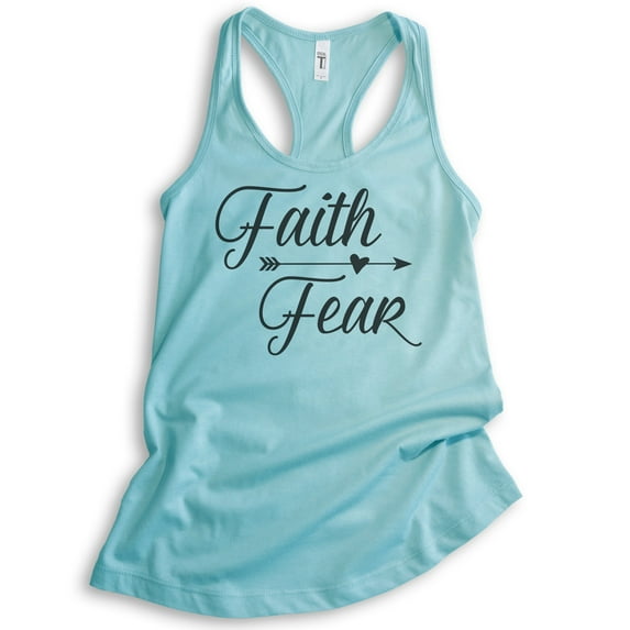 Faith Fear Tank Top, Ladies Racerback Tank Top, Christian Tank, Catholic Tank, Religion Tank, Grace Tank, Cancun, X-Large