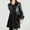 Black, variant on Sherpa Jacket for Women Long Sleeve PU Leather Patchwork Button Notched Lapel Overcoat with Pockets Outerwear