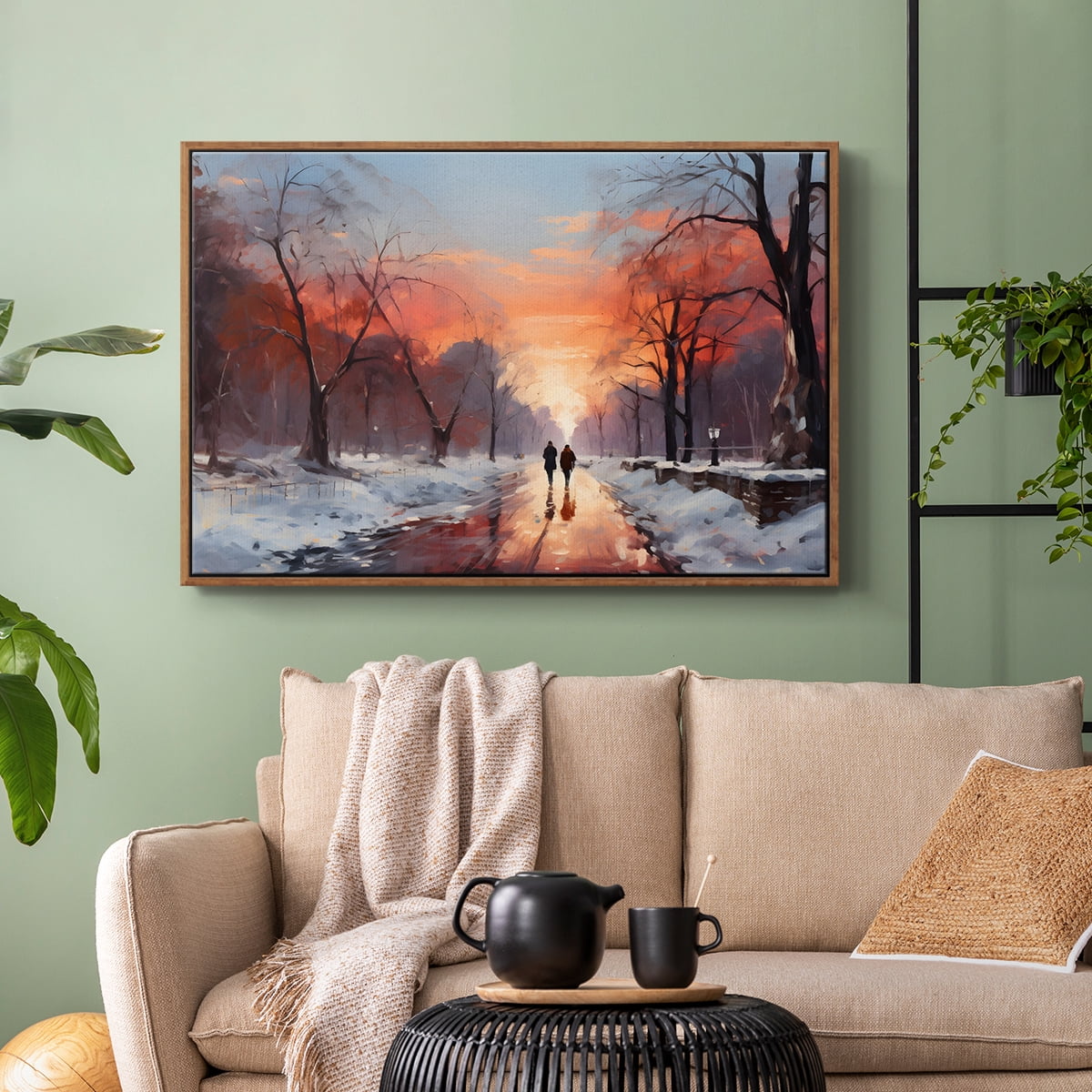 Vintage Landscape-CCXXIV By Wexford Home Framed in Walnut Wood Gallery Wrapped Canvas 27 in. x 41 in.