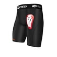 thumbnail image 1 of Shock Doctor Compression Shorts with Protective Bio-Flex Cup, Moisture Wicking Vented Protection, Youth Black, 1 of 4