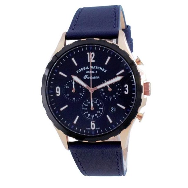 Fossil FS5814 Forrester Chronograph Leather Quartz Mens Watch, Blue