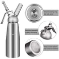 thumbnail image 2 of Distributeur de Crème 500 ml en Acier Inoxydable, Machine à Crème Fouettée, Crème Fouettée avec Corps en Aluminium + 3 Embouts en Acier Inoxydable, 2 of 7