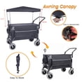 thumbnail image 4 of GDF Studio Push-Pull Folding Beach Wagon with Canopy, Balloon Tires, Large Capacity for Transport, Groceries, Black, 4 of 10