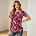 thumbnail image 5 of WAGUTH Women's Trendy Casual Print Maternity Tops Short Sleeve Double Layer Stretch Nursing Shirts Breastfeeding Tunic Blouses for Moms,Red,S, 5 of 8