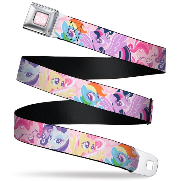 My Little Pony Belt, Seatbelt Buckle Belt, My Litlle Pony Five Pony Poses Pink, 30 to 44 Inches