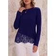 thumbnail image 3 of PRETTYGARDEN Women's Lace Patchwork Long Sleeve Shirts | Soft Casual Tops,Irregular Asymmetrical Hem,Crew Neck Thermal Blouses,Loose Fit Layer Tee,Fashion Fall Winter Daily Wear, 3 of 10