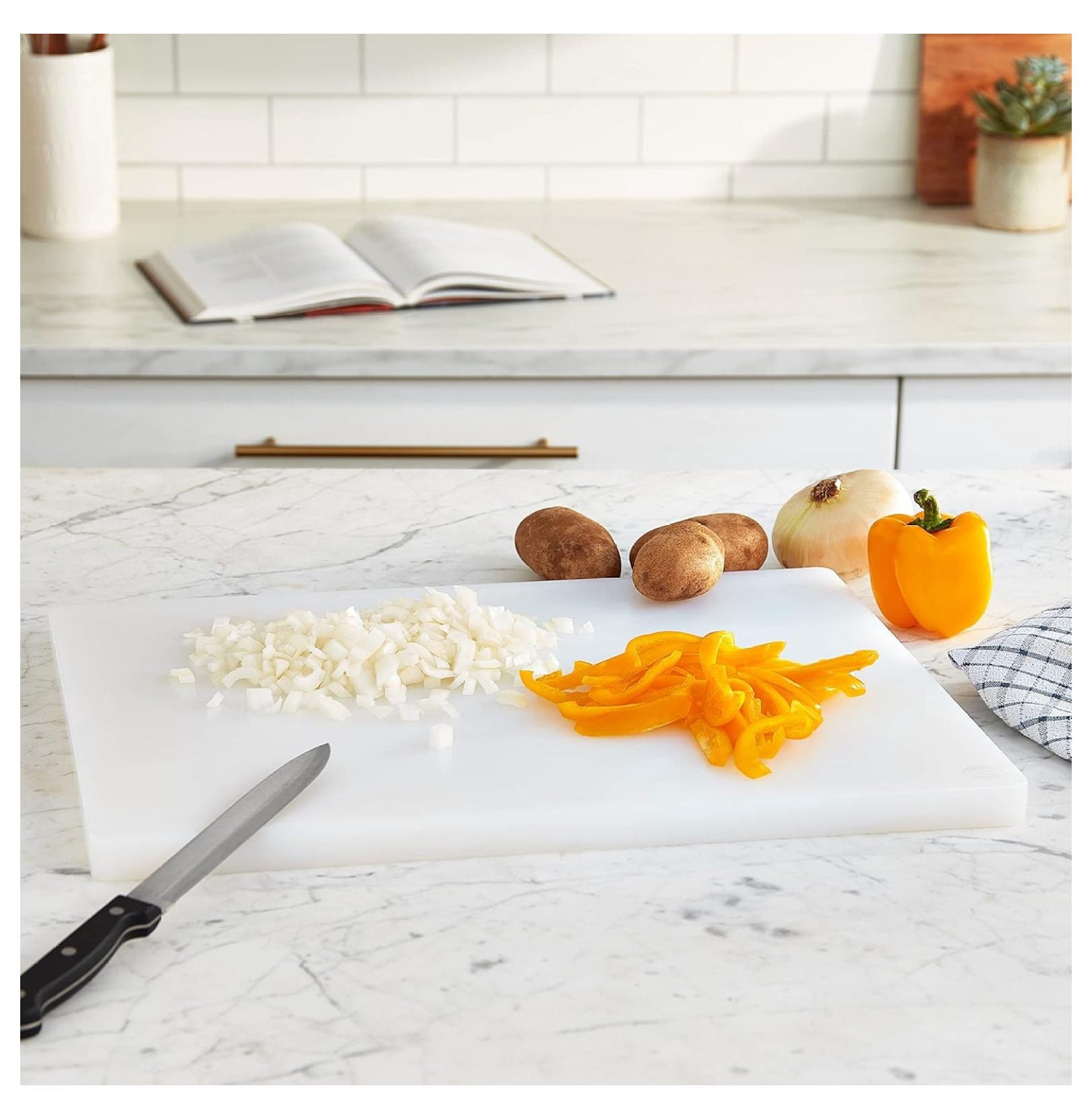 Heavy Duty Cutting Board - 15x20 Inch White Plastic Board - NSF Certified Kitchen Cutting Board - Dishwasher Safe, Food Prep Surface, Commercial Kitchen 19.8"L x 14.8"W