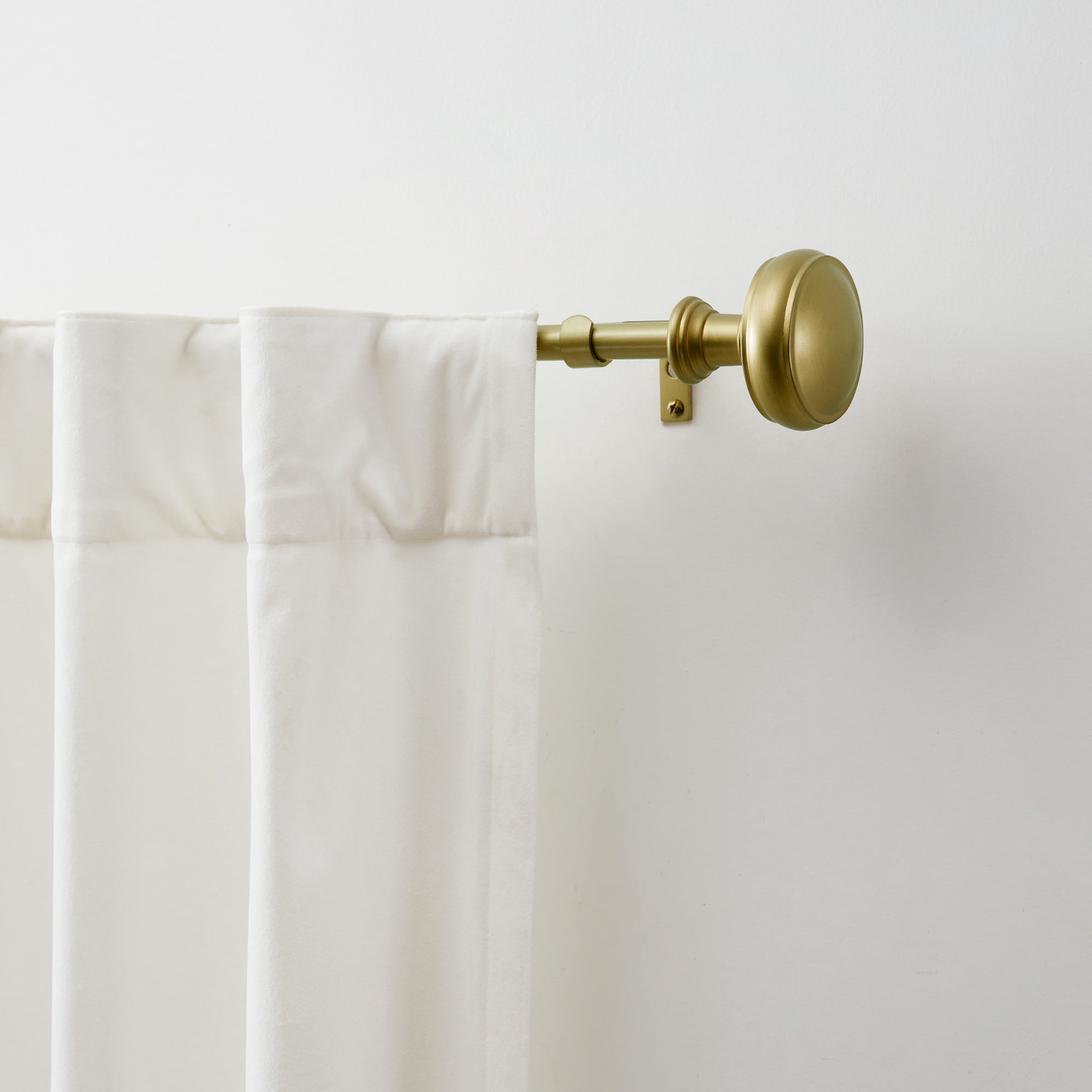 Martha Stewart Barrington 3/4", Adjustable Curtain Rod and Finial Set, Brushed Brass, Gold, 36'' - 66'' Long