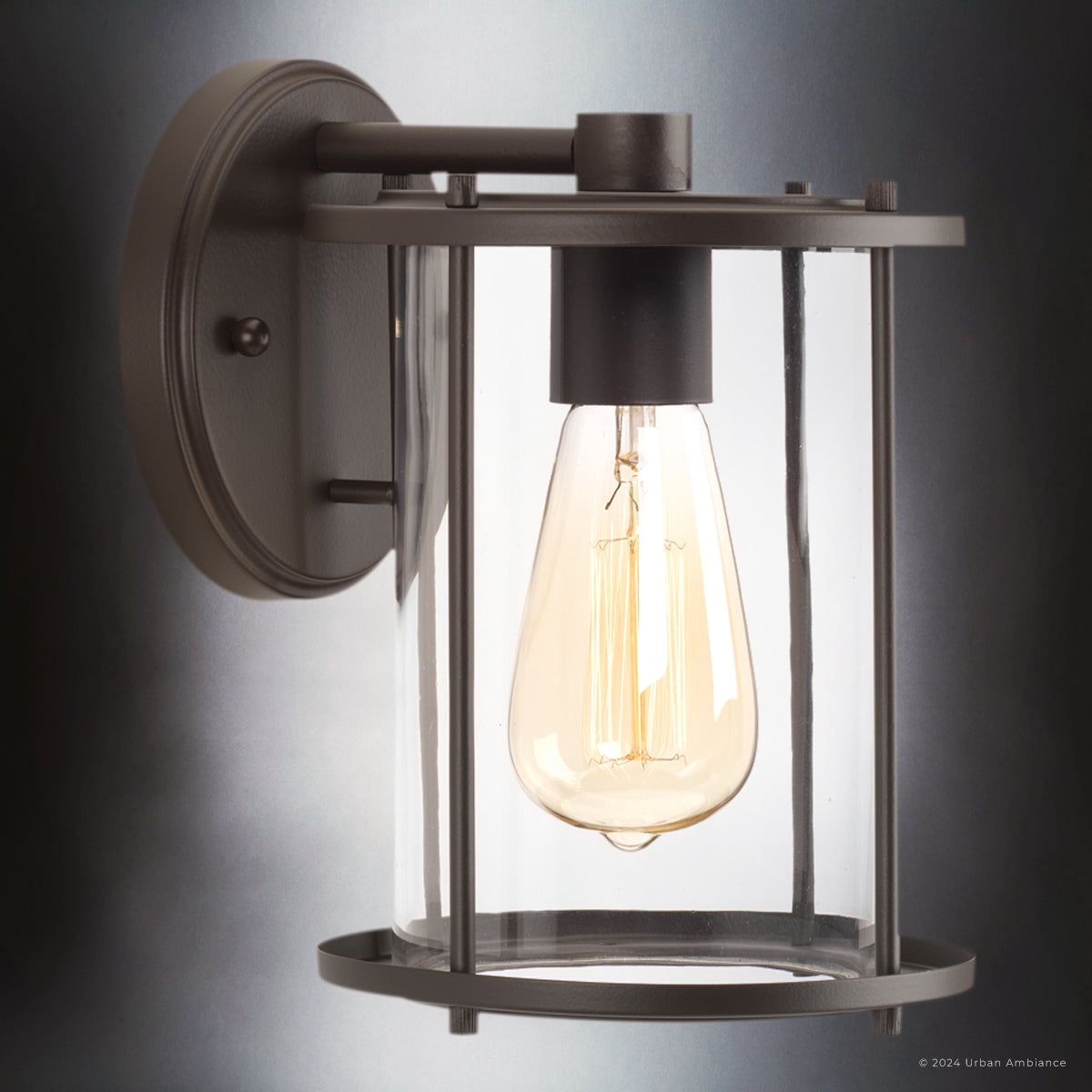Luxury Farmhouse Wall Sconce, Small Size: 9.5''H x 7.75''W, with Modern Farmhouse Style Elements, Antique Bronze Finish, UHP1525 from the Bankstown Collection by Urban Ambiance