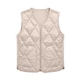thumbnail image 6 of Vests for Women Zaewscy Women V‑Neck Quilted Vest Sleeveless Zip Up Lightweight Padded Gilet with Side Pockets White L, 6 of 7