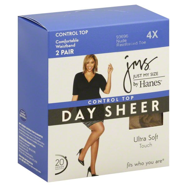 Just My Size Womens Control Top Pantyhose Hosiery 2Pair