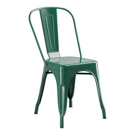Cafe Style Stackable Emerald Green Metal Restaurant Dining Chair  For Indoor or Outdoor Use