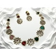 thumbnail image 2 of South Indian Bollywood Victorian & Floral Design Multicolor Kemp Stone Matte Gold-Plated Choker Necklace Set with Earrings – Bridal Jewelry by Haya Jewel., 2 of 7