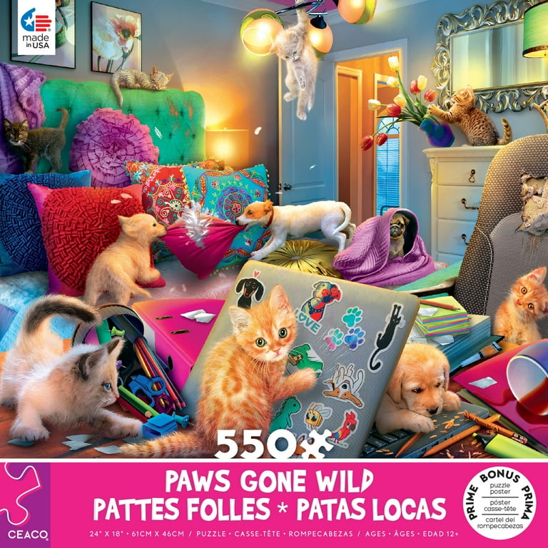 Ceaco - Paws Gone Wild - Slumber Party - 550 Piece Jigsaw