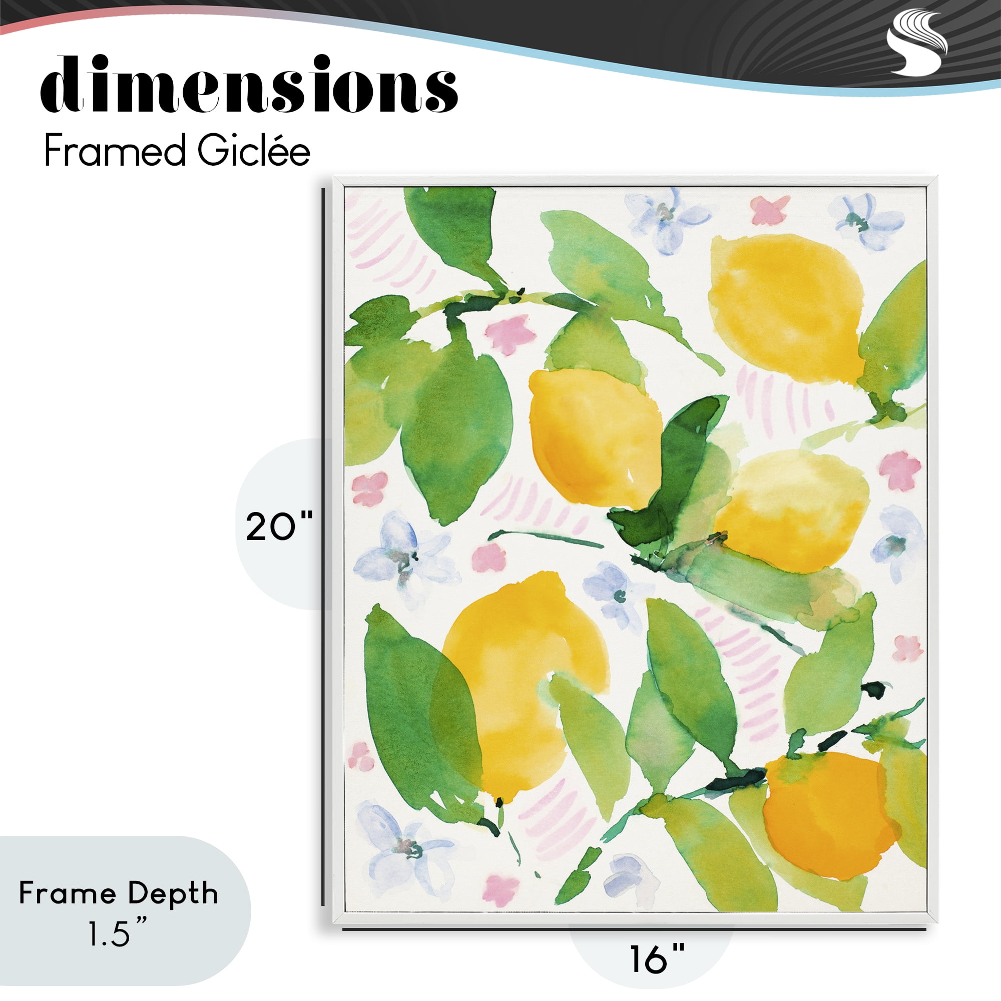 Stupell Industries Garden Lemons with Pastel Florals White Framed Giclee Art, design by Lanie Loreth