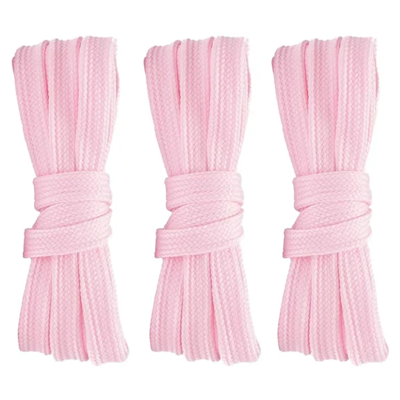 3pair Double Layers Flat Shoe Laces Strings Light Pink for Sneakers 24-72 Inch