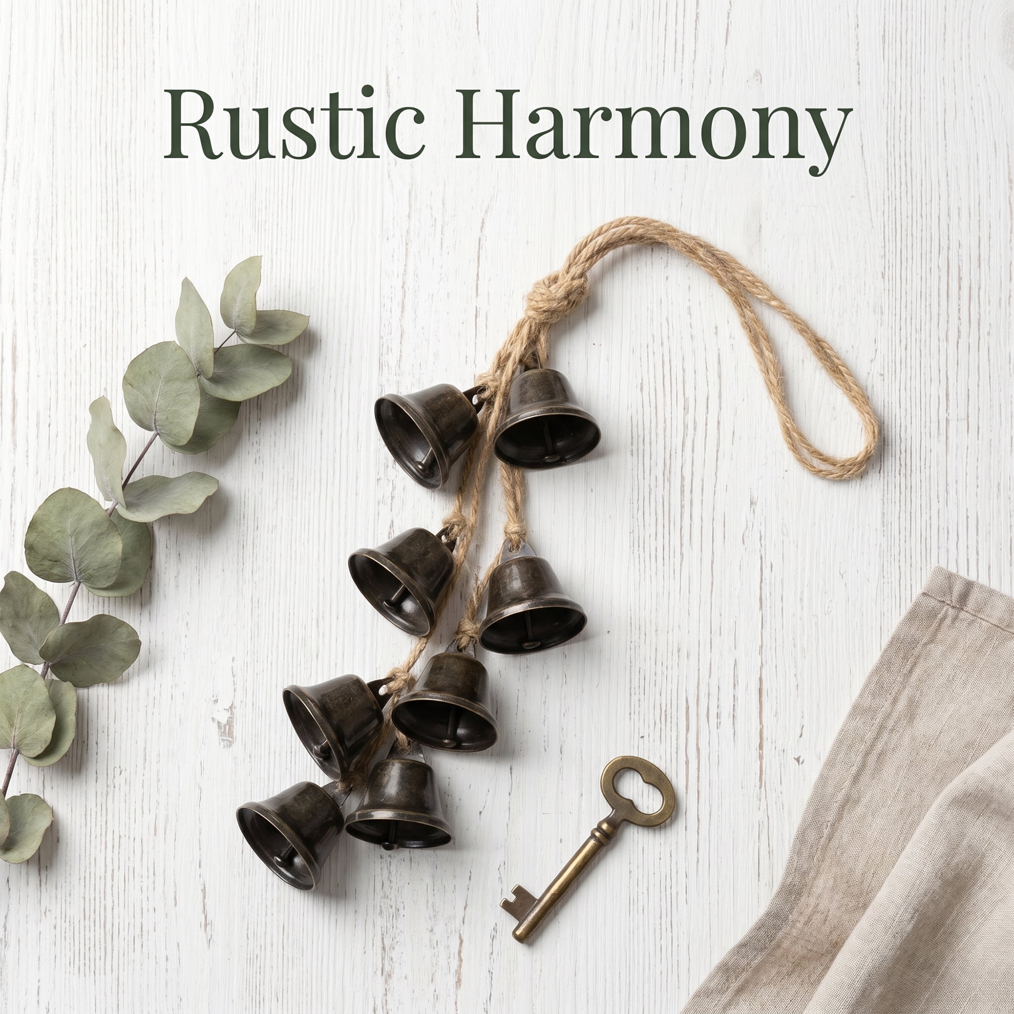 Unique Bargains 2Pcs Wall Hanging Protection Rustic Iron Bells Copper 1" x 1" x 16.5"